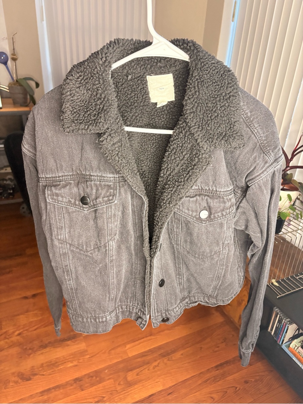 Black Sherpa-Lined Denim Jacket